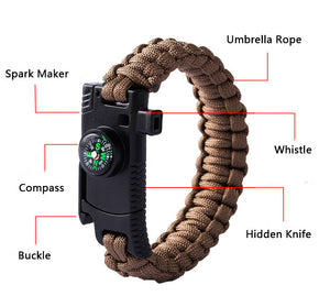 5 in 1 Multi-Armband Whistle Spark Maker Kompass Seil Messerarmband