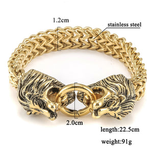 Doppeltes Löwenkopf-Armband, cooles Herrenarmband