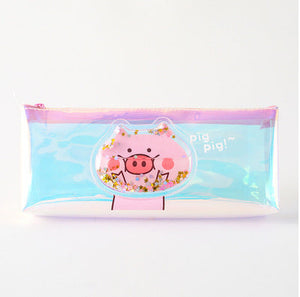 Laser Cute Pig Pencil Bag