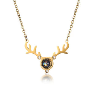 100 Languages I Love You Projection Elk Deer Pendant Necklace