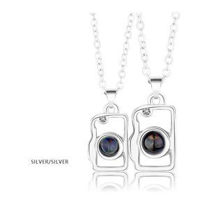 Camera BFF Couple Necklace 100 languages I Love You Projection Magnetic Necklaces