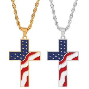 2 Stück/Set Kreuz-Halsketten mit US-Karte