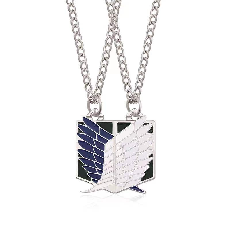 2 Stück passende Halskette „Attack on Titan Freedom Wing“ ohne Magnete
