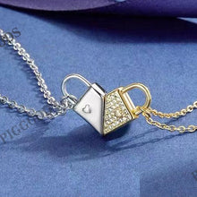 Load image into Gallery viewer, Sterling Silver Lock Matching Heart Magnetic BFF Couples Necklaces
