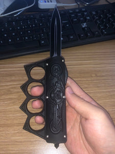 Skull Rider Knuckles Knife OTF Double Sided Blade
