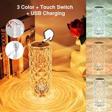 Load image into Gallery viewer, LED Crystal Table Lamp 3/16 Colors Touch Rose Night Light
