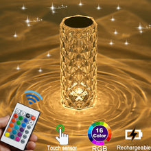 Load image into Gallery viewer, LED Crystal Table Lamp 3/16 Colors Touch Rose Night Light
