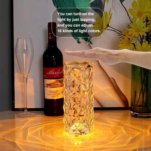 LED Crystal Table Lamp 3/16 Colors Touch Rose Night Light