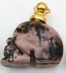 Natural Healing Crystal Perfume Ashes Keeper Skull Head Necklace