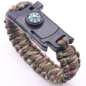 5 in 1 Multi Bracelet Whistle Spark Maker Compass Rope Knife Bracelet