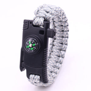 5 in 1 Multi Bracelet Whistle Spark Maker Compass Rope Knife Bracelet
