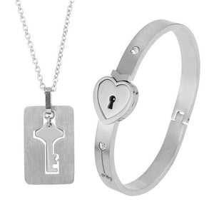 Schloss-Armband, Schlüssel-Halskette, Paar-BFFs-Set