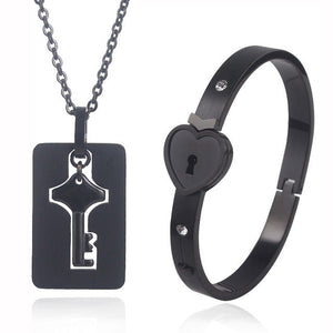 Schloss-Armband, Schlüssel-Halskette, Paar-BFFs-Set