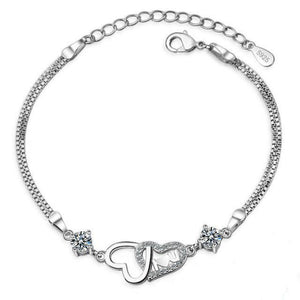 Heart Zirconia Double Layer Chain Bracelet