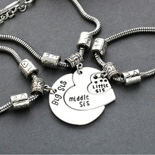 Load image into Gallery viewer, 3 Pcs/Set Big Middle Little Sister Bracelet Necklace BFF Chain
