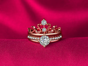 2-in-1 Crown detachable Rings Set