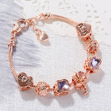 Laden Sie das Bild in den Galerie-Viewer, Kleeblatt-Armband aus lila Perlen
