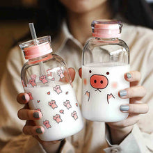 Load image into Gallery viewer, Pig Glass Cute Student Water Cup
