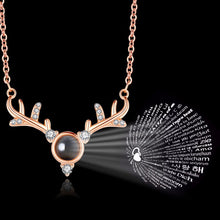 Load image into Gallery viewer, 100 Languages I Love You Projection Elk Deer Pendant Necklace

