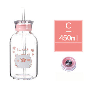Pig Glass Cute Student Water Cup