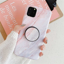 Laden Sie das Bild in den Galerie-Viewer, Halter Ständer Marmor Hülle für iPhone Huawei Skin IMD Silikon Handyhülle
