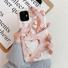 Cargar imagen en el visor de la galería, Funda de mármol con soporte para iPhone Huawei Skin IMD Funda de silicona para teléfono
