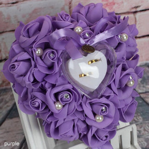 Party DIY Decors Heart Shape Simulation Rose Flowers Jewelry Case