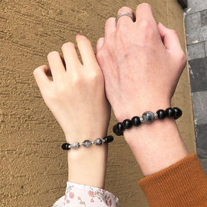 Black Energy Bead Distance Couple Magnetic Bracelet