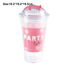 Laden Sie das Bild in den Galerie-Viewer, Doppelschicht Kunststoff Stroh Tasse Tragbare Milch Kaffeetasse Mädchen Sommer Getränke Wasserflasche Kaltes Getränk Saft Tasse Küche Trinkgeschirr
