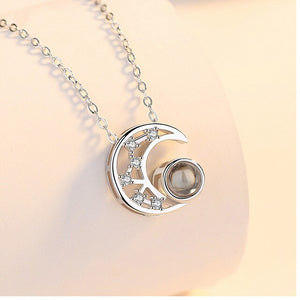 Star Moon Pendant Necklace 100 languages I love you