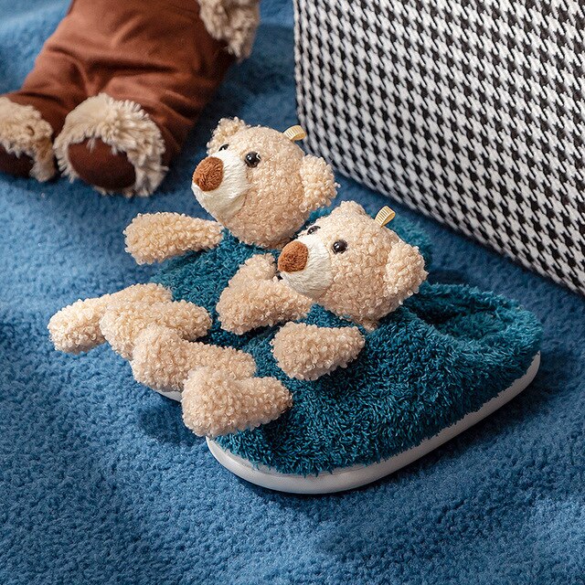 Winter-Puppenbären-Hausschuhe für Familie und BFF