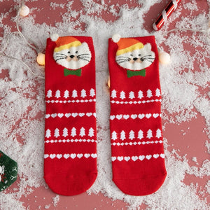 Christmas woman socks funny cartoon Santa Claus Christmas tree socks