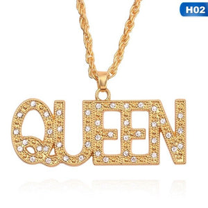 KING QUEEN Hip Hop Pendant Couple Necklace