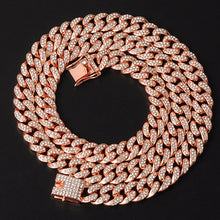 Load image into Gallery viewer, Iced Out Paved Rhinestones 1Set Gold Color Full Miami Cuban Chain
