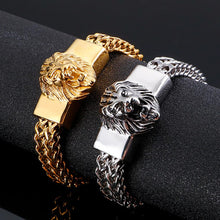 Load image into Gallery viewer, Cool Gold Color Lion Head Bracelet Stainless Steel
