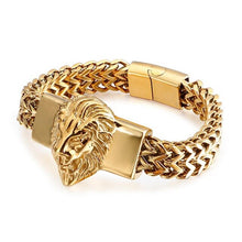 Load image into Gallery viewer, Cool Gold Color Lion Head Bracelet Stainless Steel
