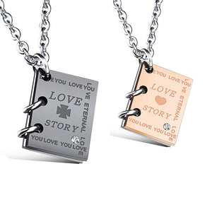 Book Necklace Love Story Matching Couples Bffs Necklace