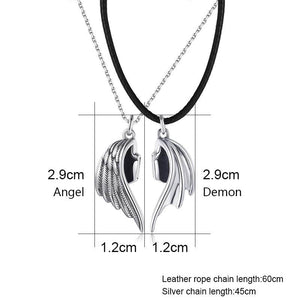 Magnetische Halsketten mit Teufels- und Engelsflügel-Anhänger