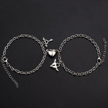 Load image into Gallery viewer, 2Pcs/Set Heart Shaped Angel Wing Lock Key Magnetic Bracelet For BFFs Couples

