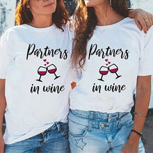 Load image into Gallery viewer, 1pc 3XL Partner in Wine Print BFF T-Shirt
