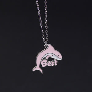2 Stück niedliche Tier-Halskette mit kleinem Delfin-Anhänger für beste Freundin