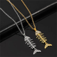 Load image into Gallery viewer, 2pcs/set Fish Bone With Crystal Pendant Necklaces
